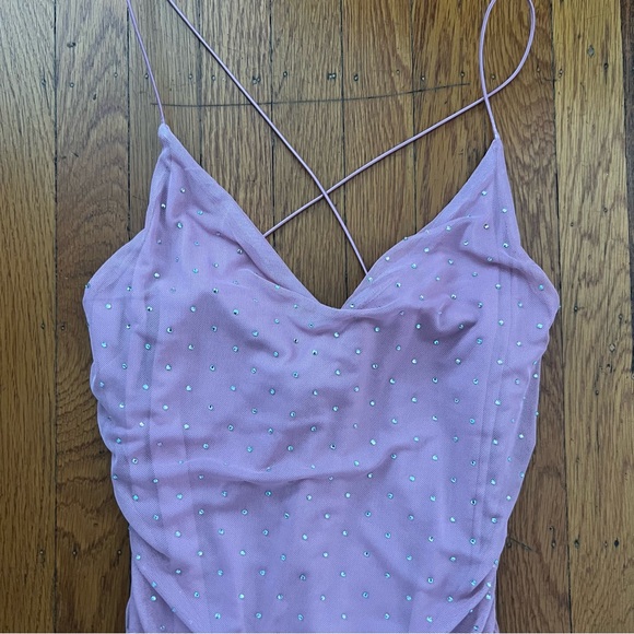 Windsor pink rhinestone dress ruched L large cocktail prom holiday EUC - Picture 2 of 6